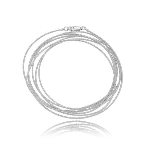 White Rhodium Plated Bracelet with a sleek cable design.