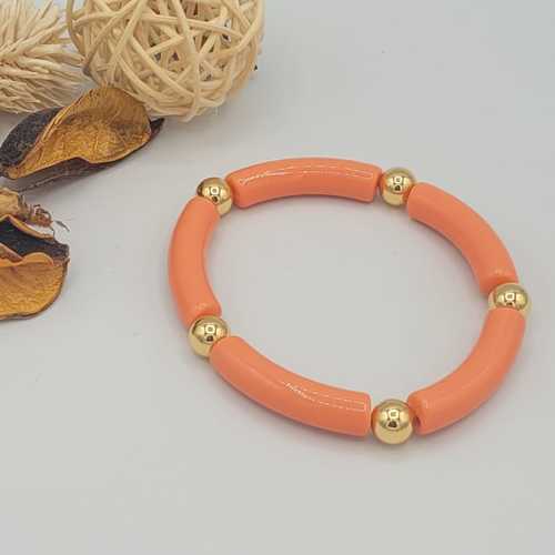 18K Gold Plated Balls Resin Tube Bracelet