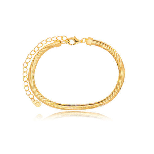 18K Gold Plated Bracelet with a sleek snake-like herringbone design.