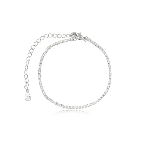 White Rhodium Plated Bracelet with micro zirconia details.