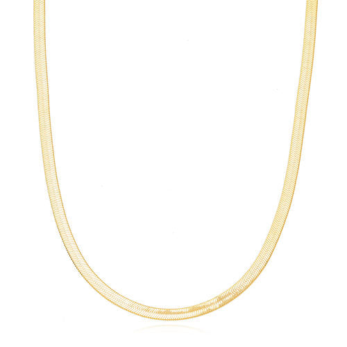 18K Gold Plated Thick Flat Herringbone Necklace 55cm