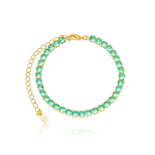 18K Gold Plated Bracelet with green tourmaline zirconia stones.