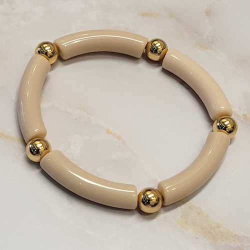 18K Gold Plated Balls Resin Tube Bracelet