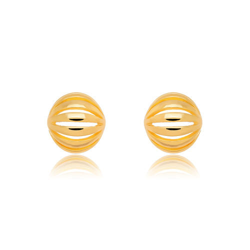 18K Gold Plated Stud Round Stripes Earrings