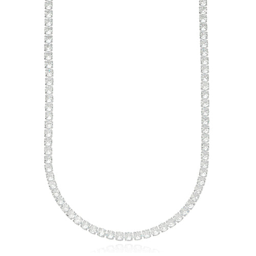 White Rhodium Plated four-Prong Zirconias 4mm Tennis Chain