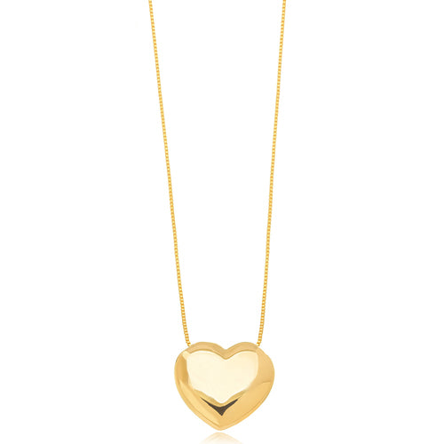 18K Gold Plated Box Chain Bold Heart Pendant Necklace