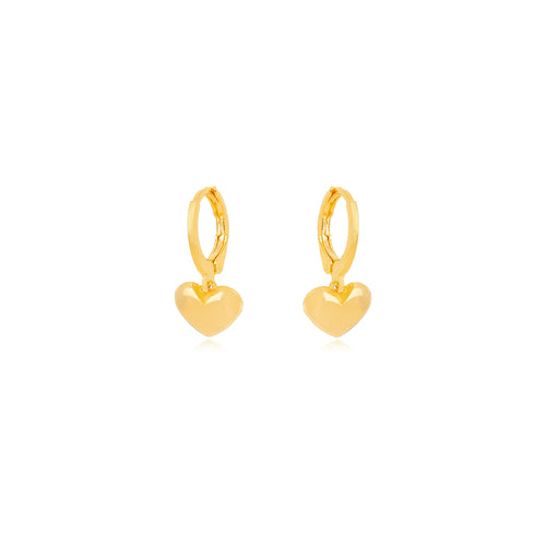 18K Gold Plated Hoops Dangling Heart Earrings