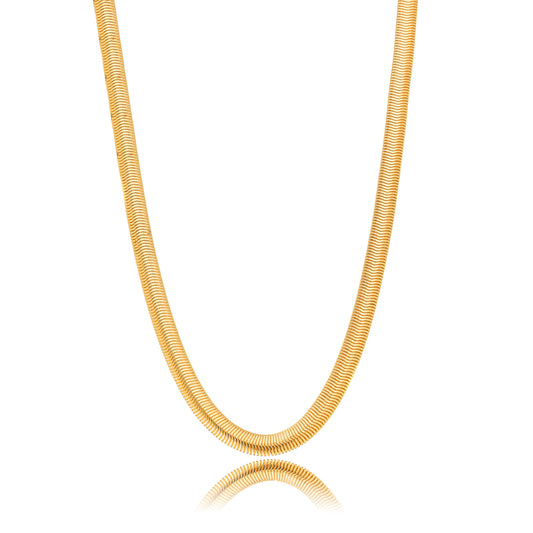 18K Gold Plated Thick Herringbone Necklace - 55cm