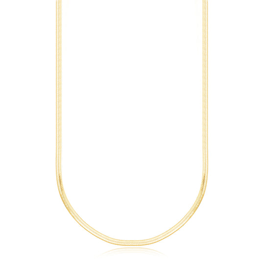 18K Gold Plated Thin Flat Herringbone Necklace 45cm
