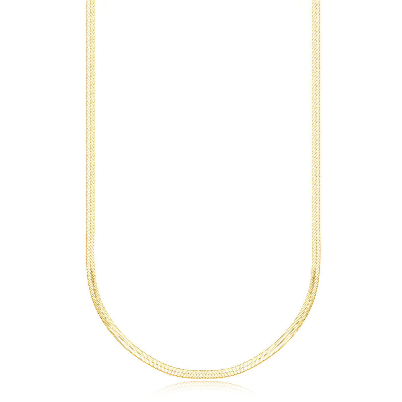 Wide 4mm Flat Herringbone 45cm - 18K Gold Plated Necklace