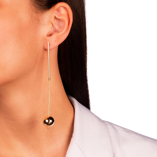 18K Gold Plated Long Dangling Balls Earrings