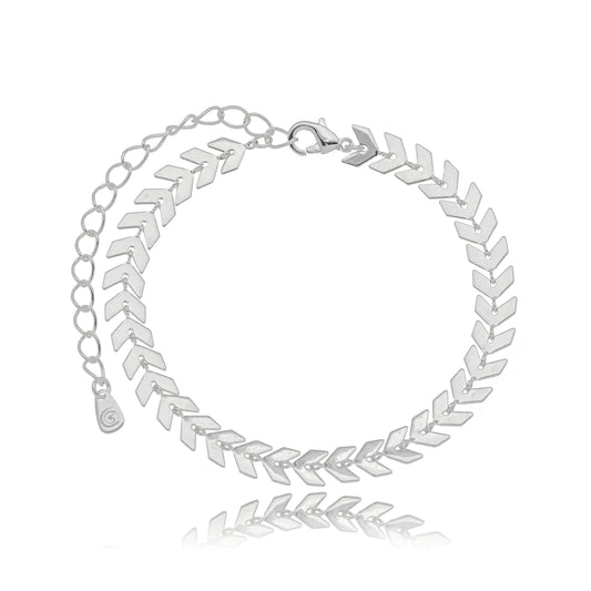 White Rhodium Plated Bracelet with a sleek arrow design.