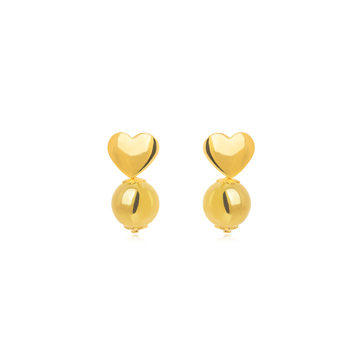 18K Gold Plated Heart Ball Earrings