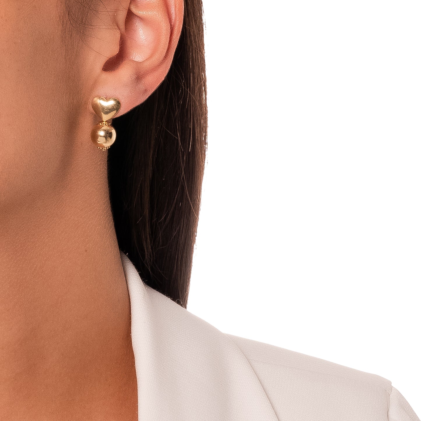 18K Gold Plated Heart Ball Earrings