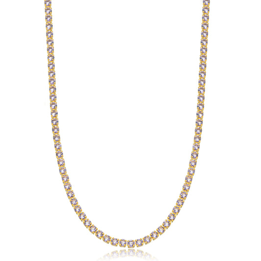 18K Gold Plated Choker Amethyst Zirconia Necklace