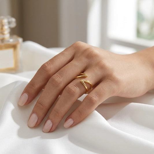Adjustable Parallel Ring -18K Gold Plated