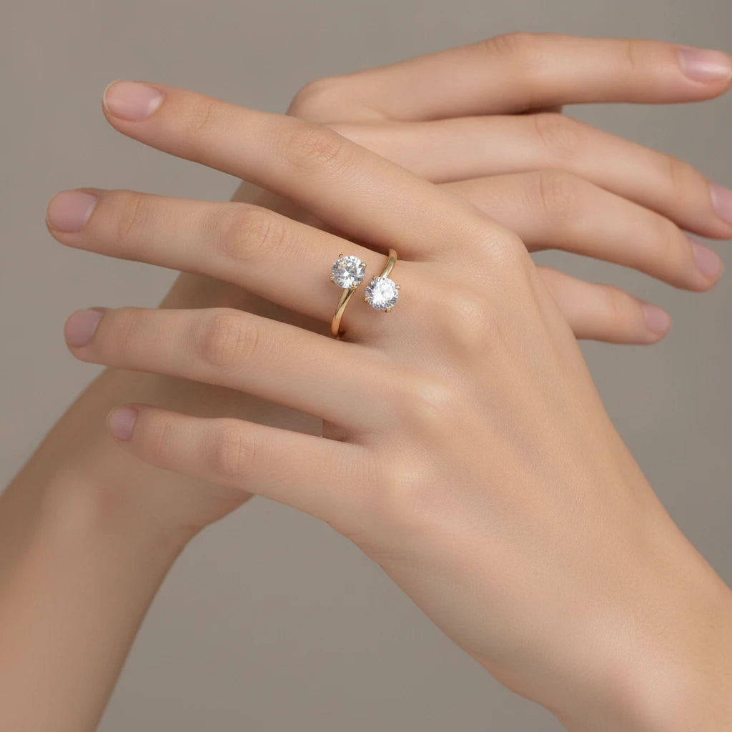 Adjustable Double Cubic Zirconia Ring