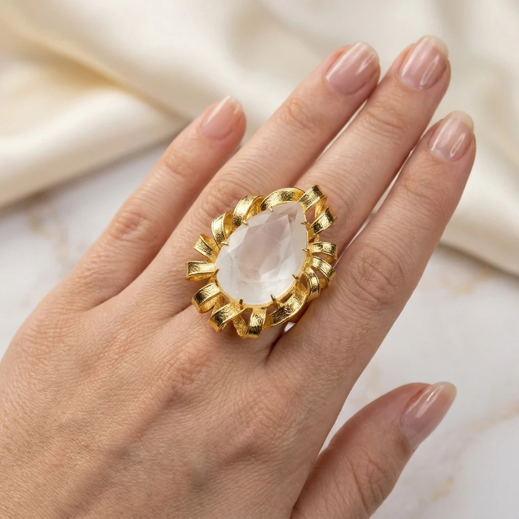 Matte Ice Crystal Ring - 18K Gold Plated