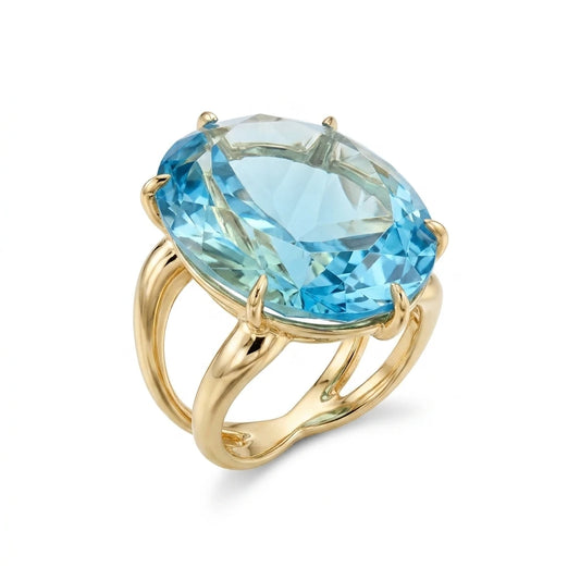 Aquamarine Star Ring - 18K Gold Plated
