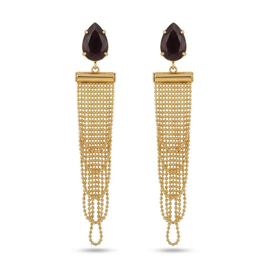 Matte Amethyst with Cascade Faceted Earrings - 18K Gold Plated