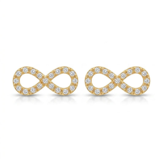 Infinite Studded Zirconia Earrings - 18K Gold Plated