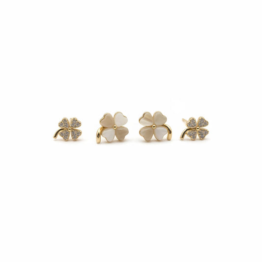 Duo Lucky Clover Earrings - 18K Gold Plated