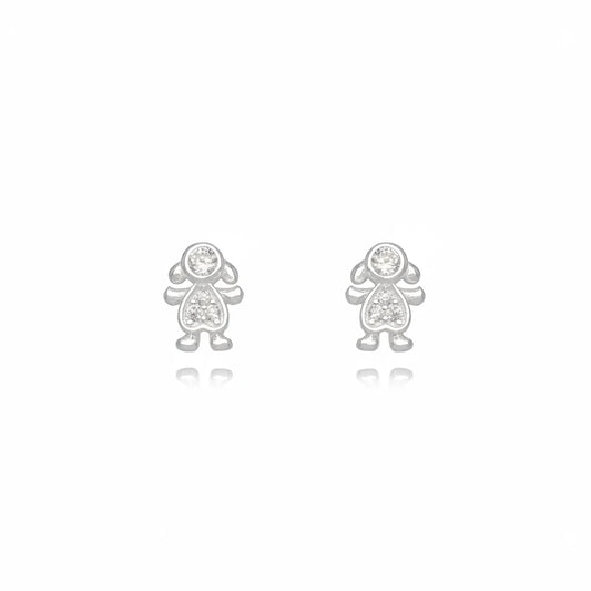 Small Girl Studded Stud Earrings - 925 Silver
