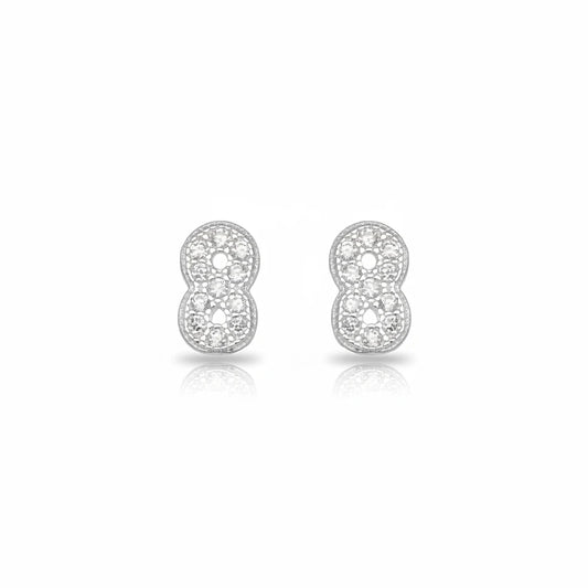 Small Infinity Studded Stud Earrings - 925 Silver