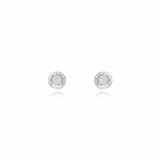 Solitaire Cubic Zirconia Stud Earrings - 925 Silver