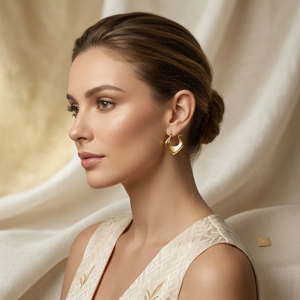 18K Gold Plated Hoops Latch Back Earrings
