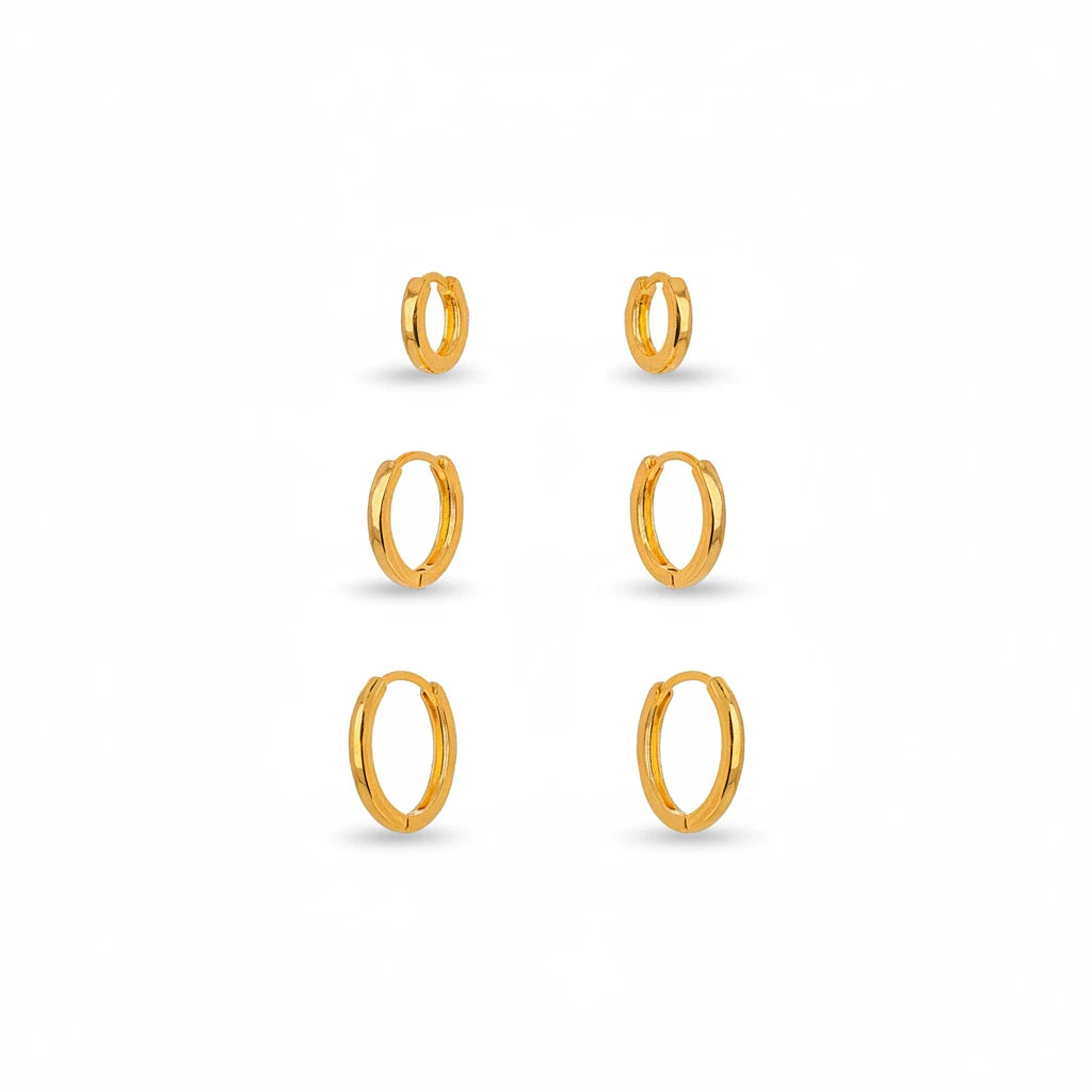 Trio Click Hoops Earrings - 18K Gold Plated