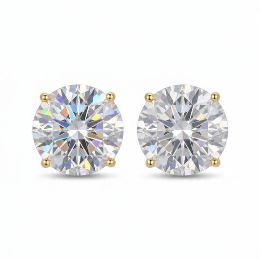 Maxi Round Cubic Zirconia Studs Earrings - 18K Gold Plated