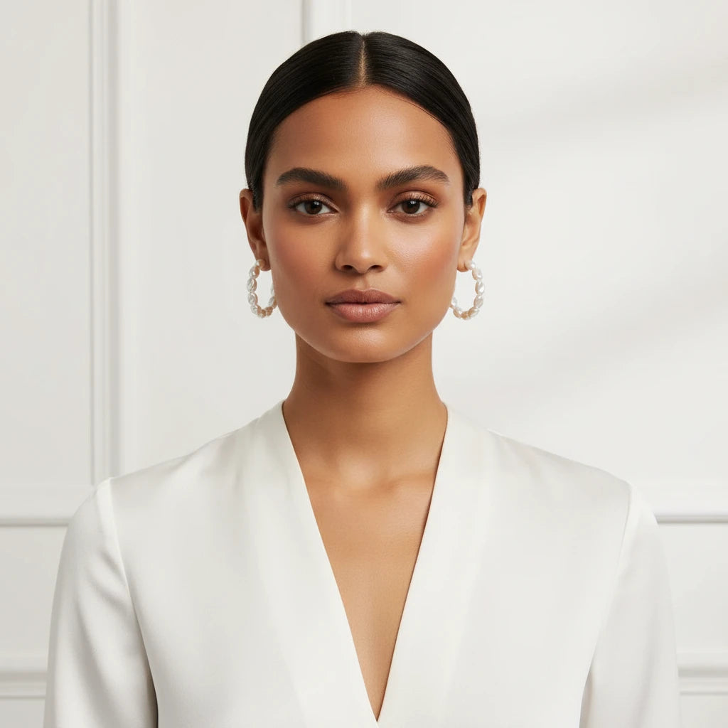Hoops Pearls Earrings - 18K Gold Plated