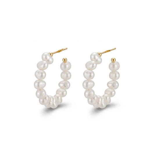Hoops Pearls Earrings - 18K Gold Plated