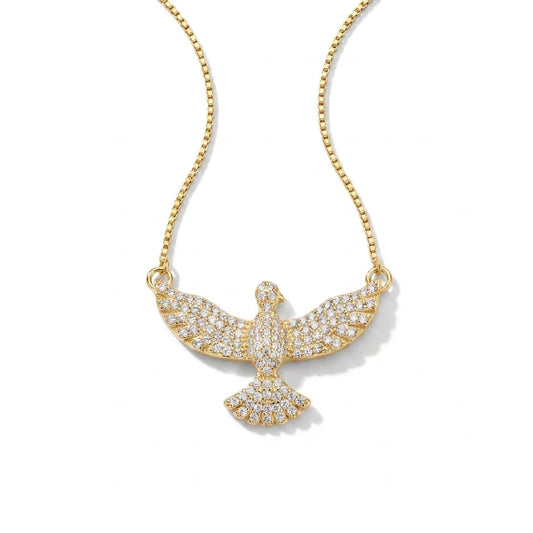 Studded Zirconia Holy Spirit - 18K Gold Plated Necklace