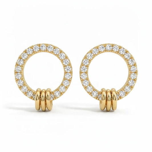 Twisted Circle Stud Earrings - 18K Gold Plated