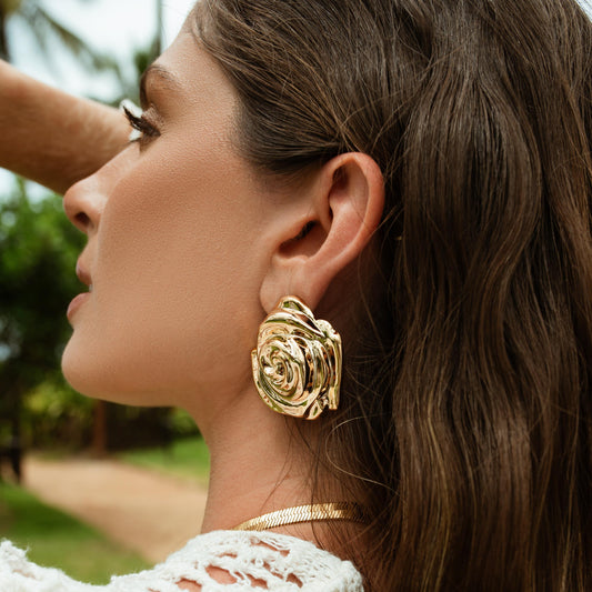 18K Gold Plated Maxi Flower Earrings