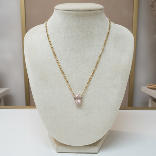 Teardrop Stone Pendant Necklace - 18K Gold Plated