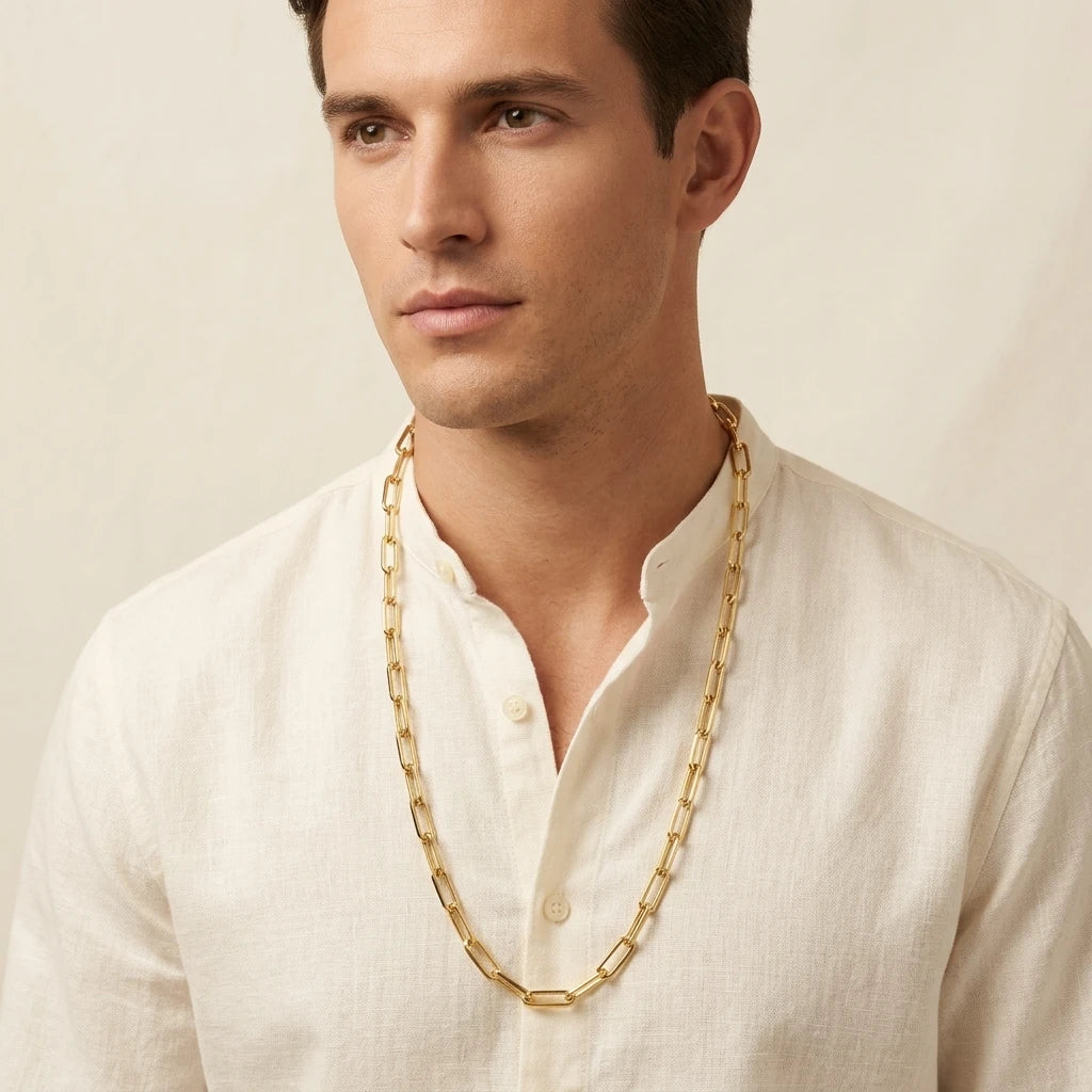 Thick Paperclip Necklace 72cm - 18K Gold Plated