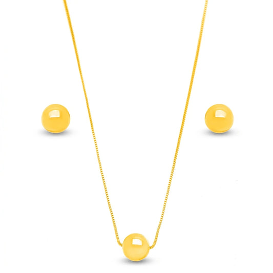 Delicate Ball Necklace and Earrings Set - 18K Gold Plated