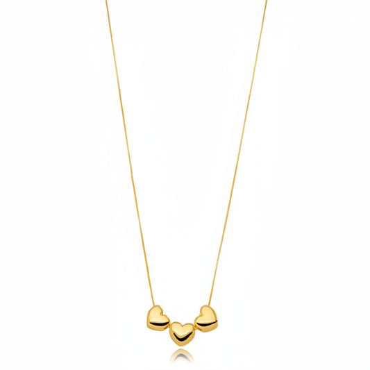 Three Heart Necklace - 18K Gold Plated