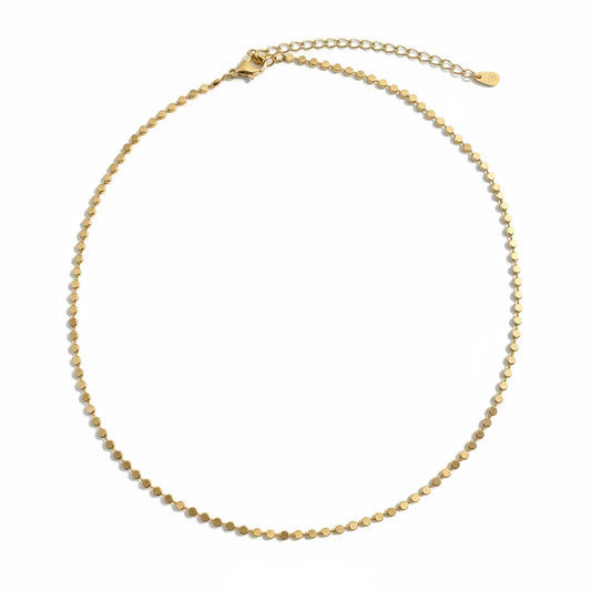 Flat Dot Chain Choker Necklace, 45cm – 18K Gold Plated