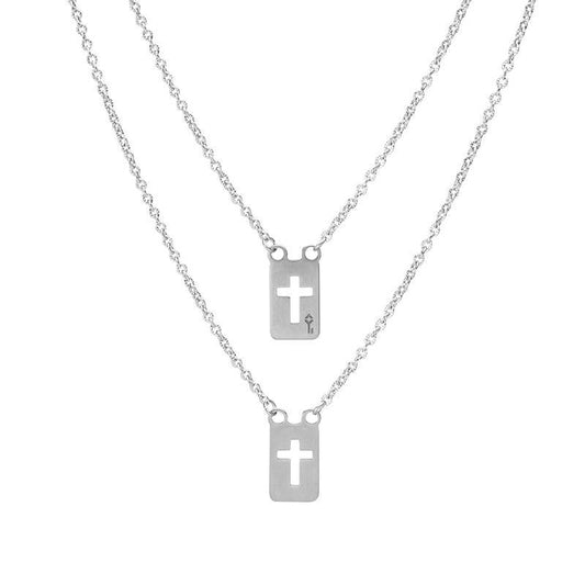 Men's Silver Stainless Steel Scapular Necklace