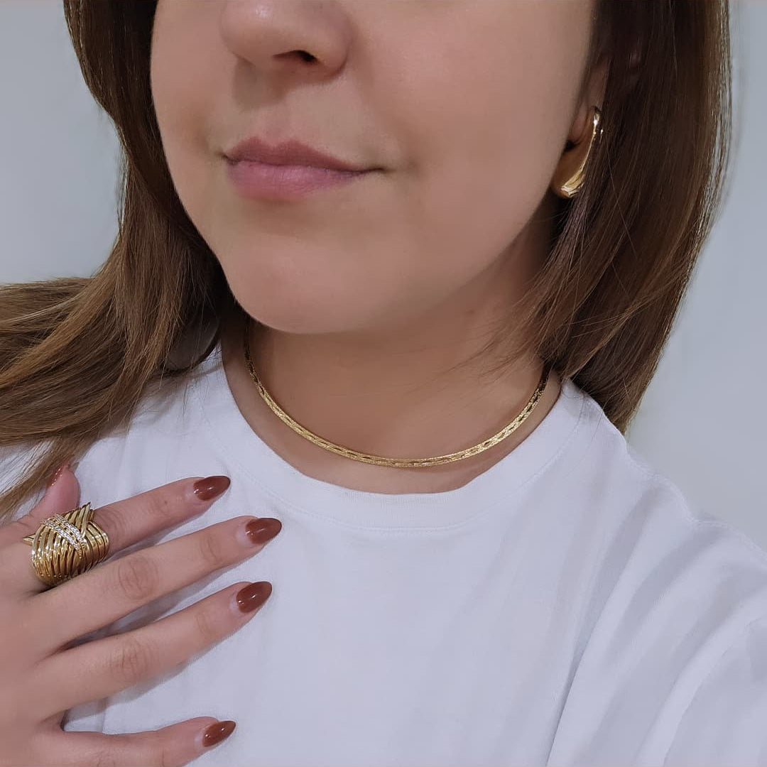 18K Gold Plated Detailed Cuff Necklace