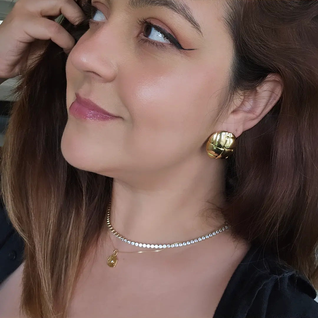 18K Gold Plated Round Stud Earrings