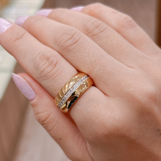 18K Gold Plated Bold Domed Band Ring