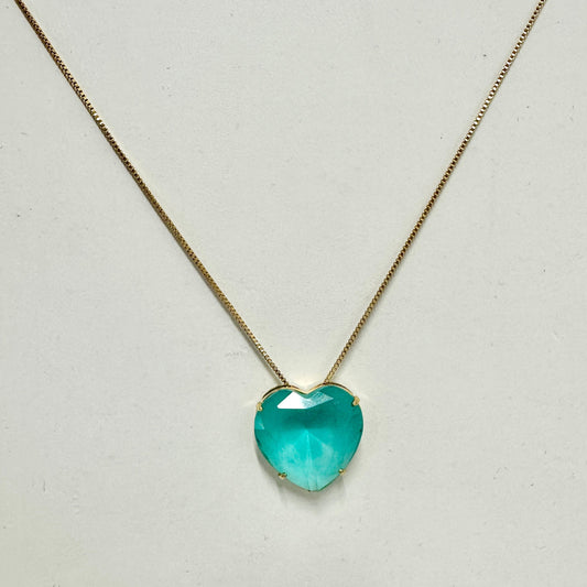 18K Gold Plated Blue Sky Topaz Heart Necklace