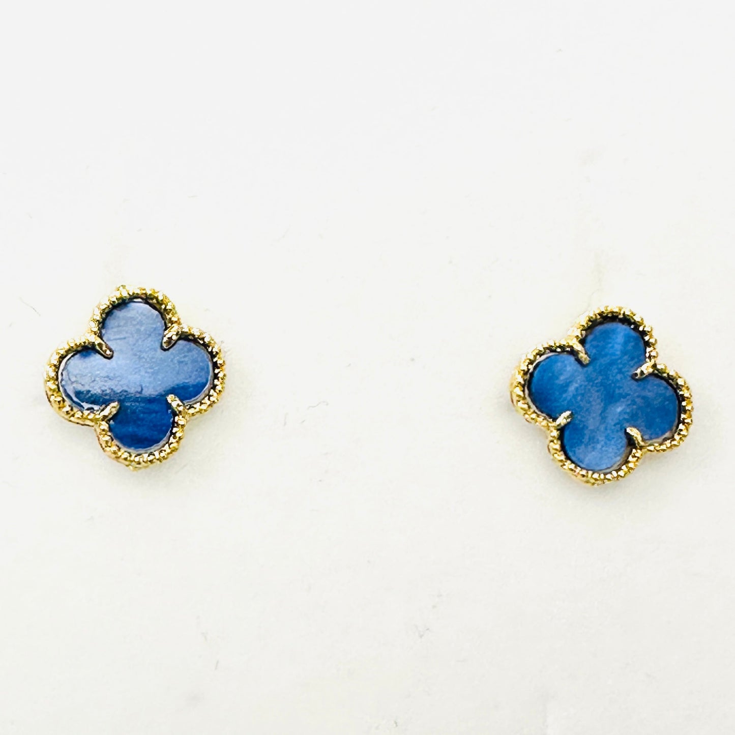 18K Gold Plated Blue Lucky Clover Earrings