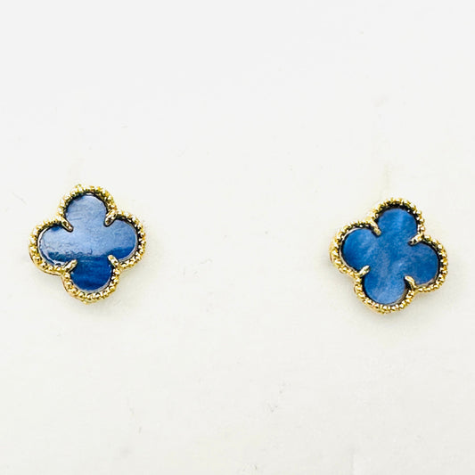18K Gold Plated Blue Lucky Clover Earrings