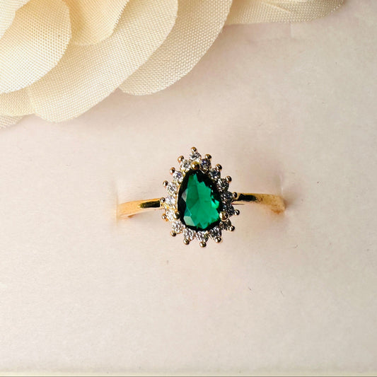 18K Gold Plated Emerald Studded Mini Zirconia Ring